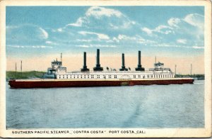 Vtg Southern Pacific Steamer Contra Costa Port Costa California CA Postcard