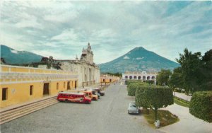 Postcard 1960s Guatemala Antigua Cathedral Bus automobile FR24-1989