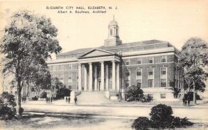 Elizabeth New Jersey~Elizabeth City Hall~People on Sidewalk by Street~1955 PC