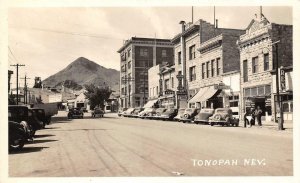 RPPC TONOPAH, NV Street Scene Pabst Sign Nye County c1940s Vintage Postcard