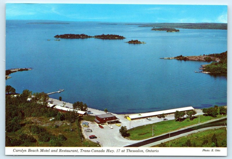 THESSALON, Ontario Canada ~ CAROLYN BEACH MOTEL Restaurant 4x6 Postcard