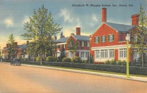 DOVER, DE Delaware  ELIZABETH W MURPHY SCHOOL  c1940's Tichnor Linen Postcard