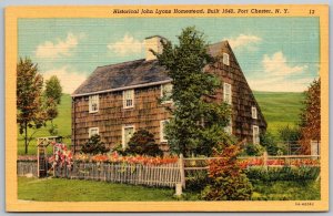 Port Chester New York 1940s Postcard Historical John Lyons Homestead Built 1640