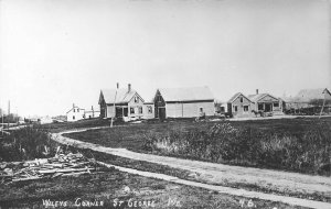 View At St George ME Wiley's Corner Houses in 1915 Real Photo Postcard