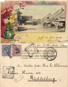 indonesia, JAVA WELTEVREDEN, Street Scene (1904) Art Nouveau Postcard