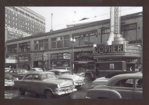 REAL PHOTO MINNEAPOLIS MINNESOTA DOWNTOWN OLD CARS STORES OSTCARD COPY