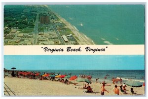 1975 Virginia Beach Multiple View Swimming Crowd Virginia VA Unposted Postcard 