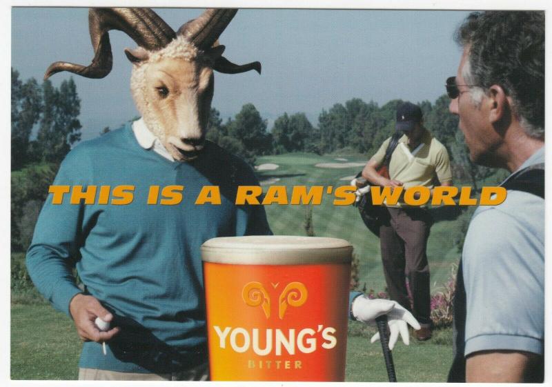 Advertising; Young's Brewery, Youngs Bitter, This Is A Rams World PPC Unused 3 