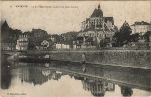 CPA MAYENNE - La Basilique Notre-Dame et le Quai Carnor (123408)