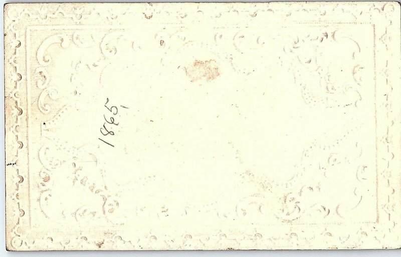 1870's Gilt & Embossed Love Quote Victorian Trade Card P136