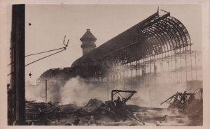 Crystal Palace 1936 Fire Disaster Antique London Real Photo Postcard