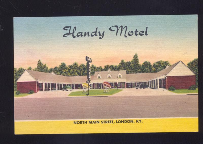 LONDON KENTUCKY HANDY MOTEL VINTAGE LINEN ADVERTISING POSTCARD KY.