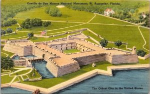 US Army Vintage Patriotic Postcard - Castillo de San Marcos - Florida