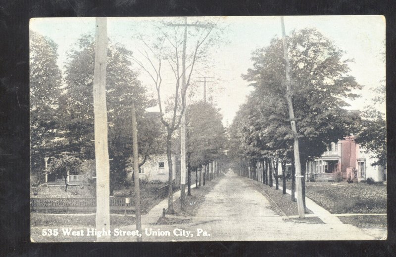 UNION CITY PENNSYLVANIA WEST HIGH STREET SCENE RESIDENCE PA. VINTAGE POSTCARD