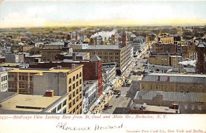 Birds eye view looking east from St. Paul and Main Street Rochester, New York...