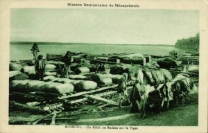 iraq, MOSUL MOSSOUL, Kélek or Raft on Tigris River (1920s) Mission Postcard (2)