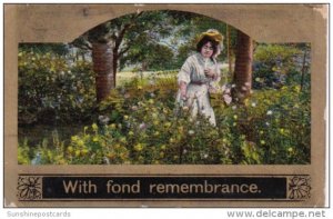 Beautiful Woman In Garden With Fond Remembrance 1909