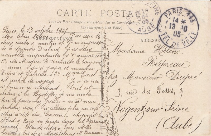 Genealogy Postcard - Family History - Regereau - Niogentsur - Seine Clube BH1649