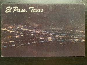 Vintage Postcard 1939 to present El Paso Night Aerial View Texas