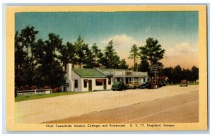 c1940's Chief Tomochichi Modern Cottages & Restaurant Kingsland Georgia Postcard