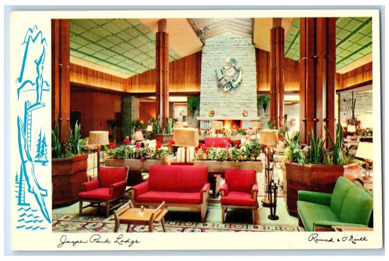 c1960's Jasper Park Lodge Interior Alberta Canada Rowed and O'Neill Postcard