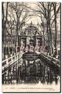 Old Postcard Paris Fountain Medicis Jardin du Luxembourg