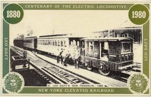 New York Railroad Ben Franklin Leo Dafts Old Train Locomotive Postcard