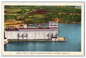 c1930's Aerial View of Grain Elevator Kingston Ontario Canada Postcard