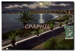 Old Postcard View from Cannes Croisette Night Effect