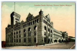 c1910 Side View Canadian Pacific Railway Windsor Station Canada Postcard