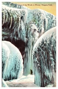 Antique Cave of the Winds in Winter, Niagara Falls, NY Postcard
