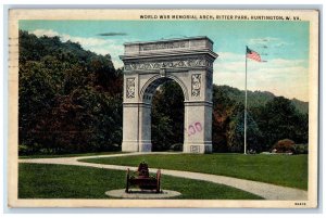 1935 Cannon World War Memorial Arch Ritter Park Huntington WV Postcard 