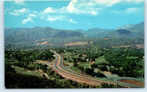 LA CANADA, CA California~ AERIAL VIEW Showing FOOTHILL BOULEVARD c1950s Postcard