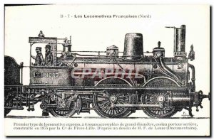 Postcard Old Train Locomotive First type of express locomotive