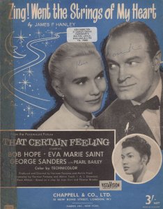 Zing ! Went The Strings Of My Heart Bob Hope Sheet Music