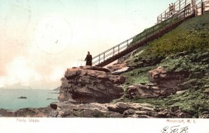 Vintage Postcard 1900's Forty Steps Historical Tourist Newport Rhode Island RI