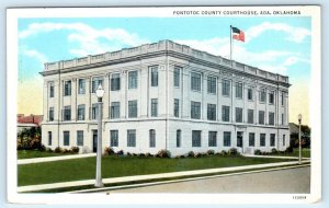 ADA, Oklahoma OK ~ PONTOTOC COUNTY COURTHOUSE c1930s Linen Postcard