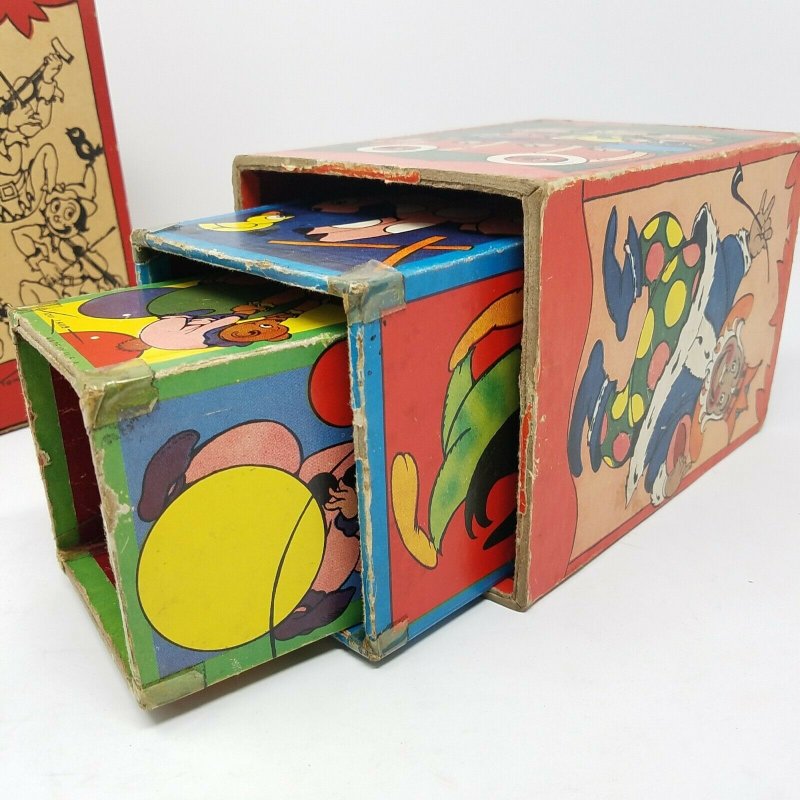 Vintage Nesting Toy Blocks 1930's Kids Stacking Musical with Original Box