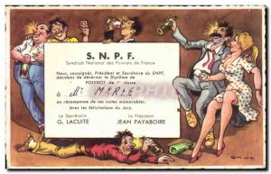 Old Postcard Fantasy Humor SNPF drunks of France acuity Payaboire