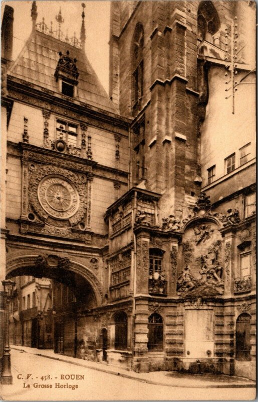 Old Postcard: Rouen France La Grosse Horloge - RPPC - VINTAGE