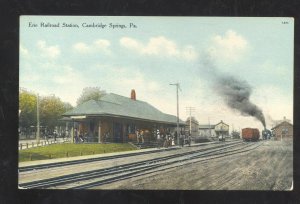 CAMBRIDGE SPRINGS PENNSYLVANIA ERIE RAILROAD DEPOT STATION VINTGE POSTCARD