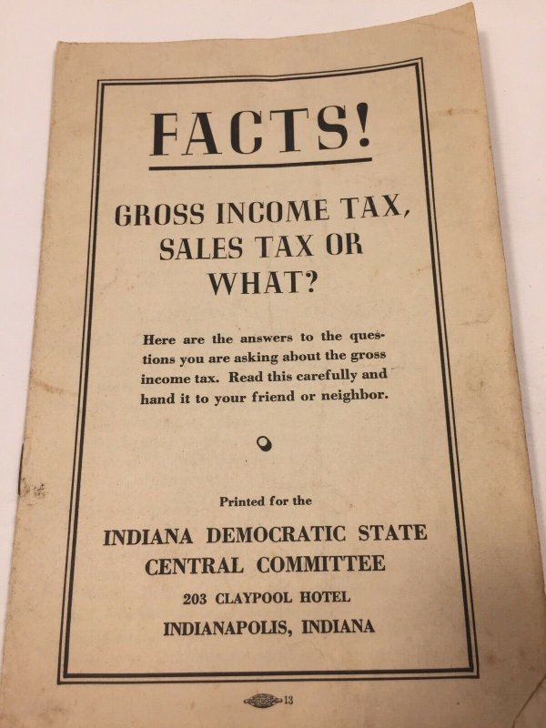 Vintage 1936 Democratic National Committee Gross Income Tax Booklet