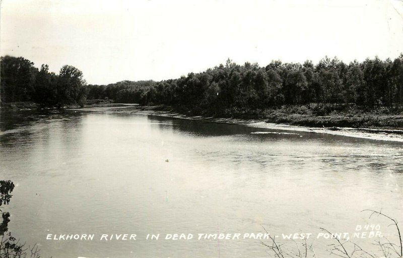 RPPC Postcard Elkhorn River in Dead Timber Park West Point NE B490 Cuming County