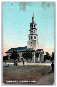 Charleston South Carolina SC Postcard St. Michael's Church Exterior Scene 1908