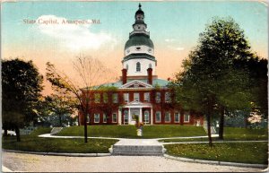 State Capitol Building Streetview Annapolis Maryland DB Cancel WOB Postcard 