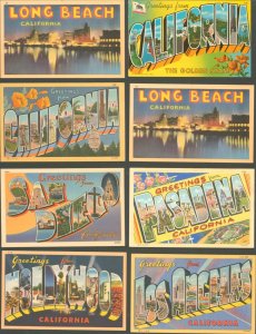 CALIFORNIA-STATE & CITY LARGE LETTER~LOT 8 POSTCARDS