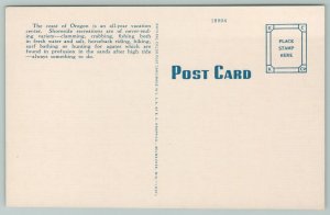 Oregon~Pacific Breakers Along Coast~1940s Linen Postcard