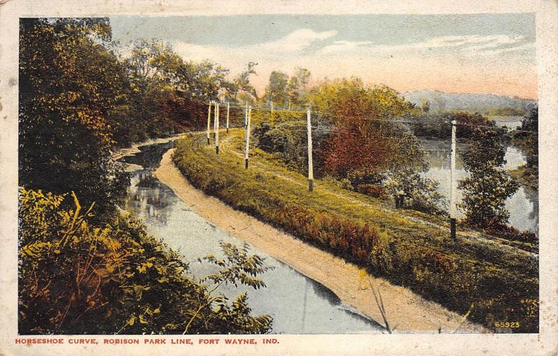 Fort Wayne Indiana c1920 Postcard Horseshoe Curve Robinson Park Line