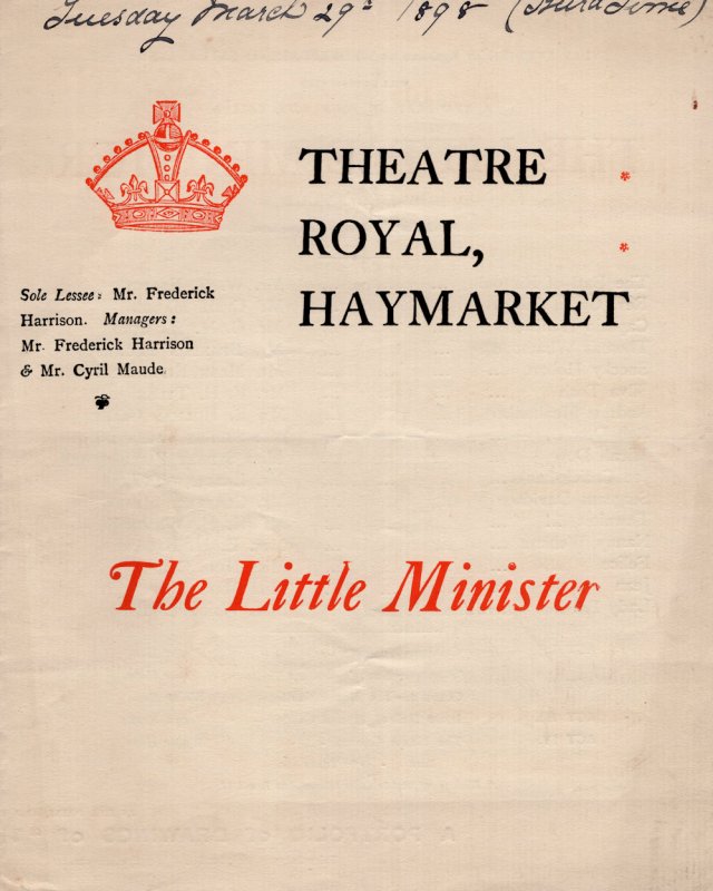 The Little Minister Rare Cyril Maude Political Play Victorian London Theatre Pro