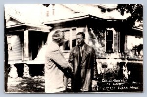 J90/ Little Falls Minnesota RPPC Postcard c50s Col. Llindbergh Pilot Home 571